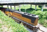 UP 4211 leads NS train E25 southbound, under the Boylan Street bridge